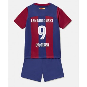 Barcelona Robert Lewandowski #9 babykläder Hemmatröja barn 2023-24 Korta ärmar (+ Korta byxor)